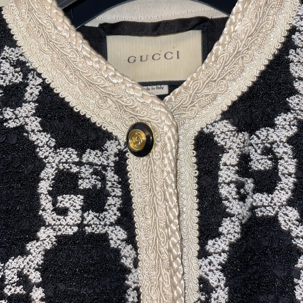 Gucci GG Logo Sweater Vest Coat Jacket Oversize  
Tweed Vest Black white - Picture 9 of 10